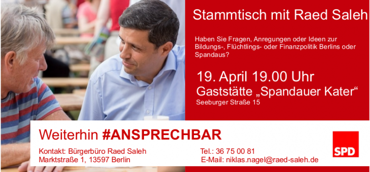 Raed Saleh lädt ein zum Kiezgespräch