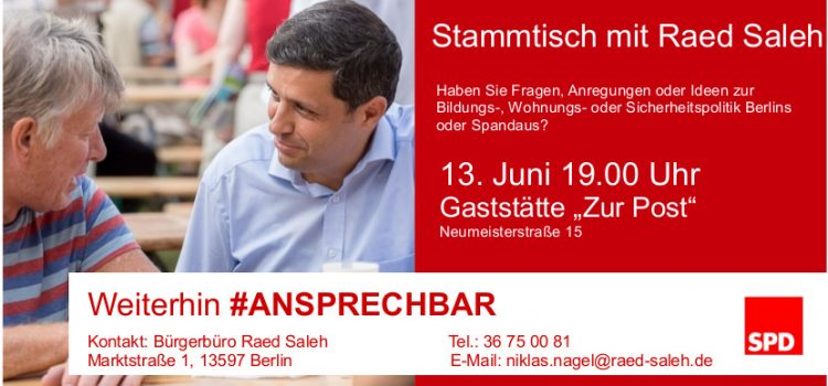 Stammtisch mit Raed Saleh in der Neustadt Stammtisch mit Raed Saleh in der Neustadt