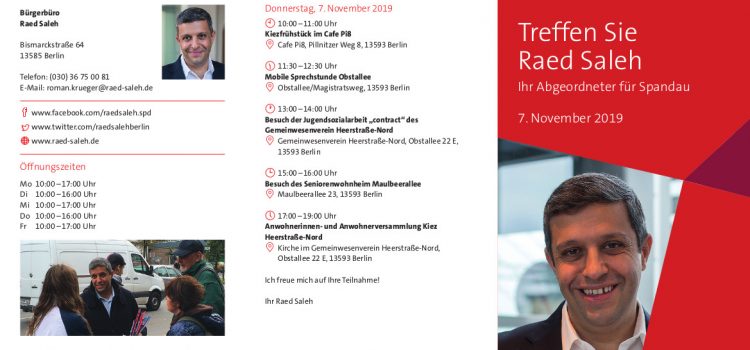 Raed Saleh am 07.11. vor Ort in der Heerstraße-Nord